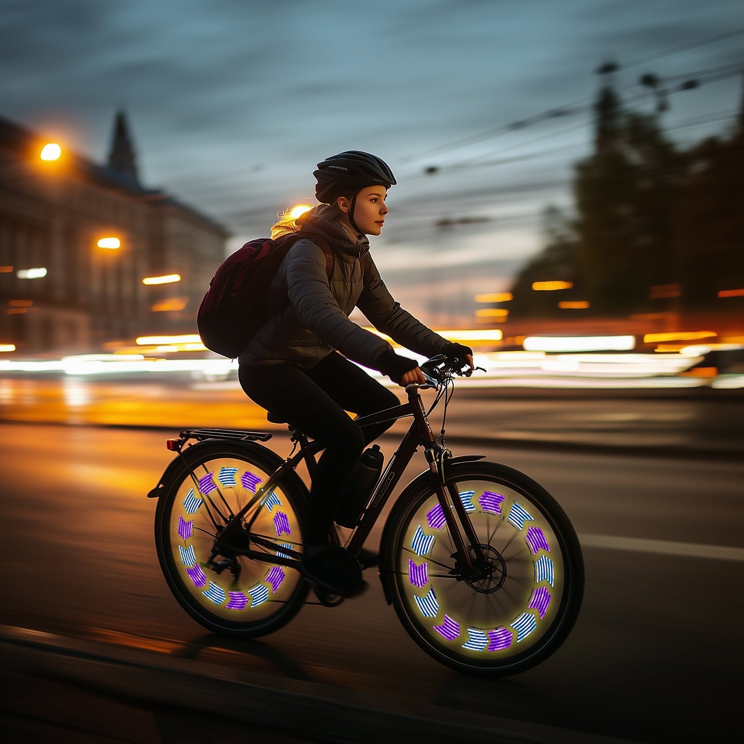 LED cykelljus på hjulets ekrar - Växlar mellan 30 olika färgmönster, 14 LEDs