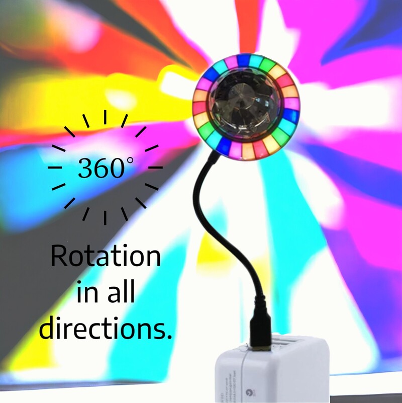 Discoboll - Musikstyrd, Roterande LED Discolampa med USB