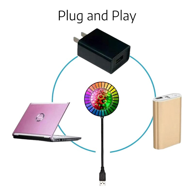 Discoboll - Musikstyrd, Roterande LED Discolampa med USB