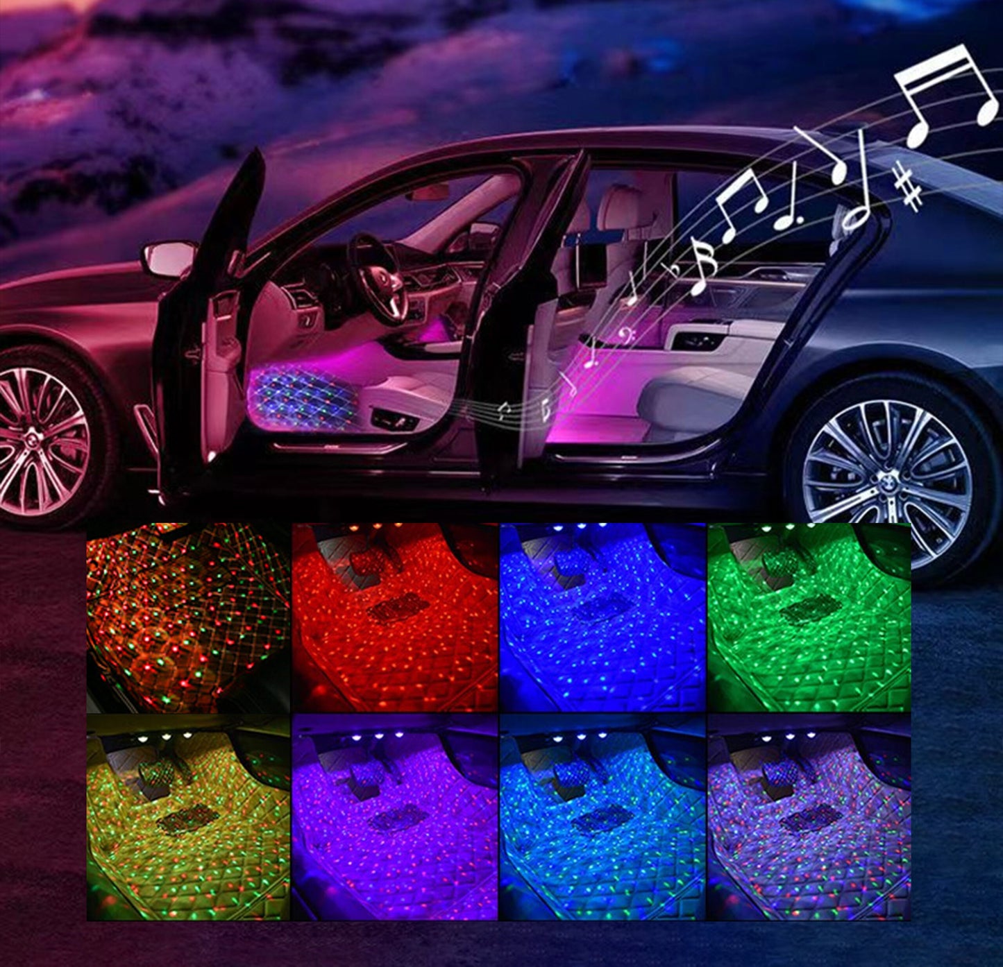 Car LED Balls - Interiör Bilbelysning & Disco, Synkar med Musik