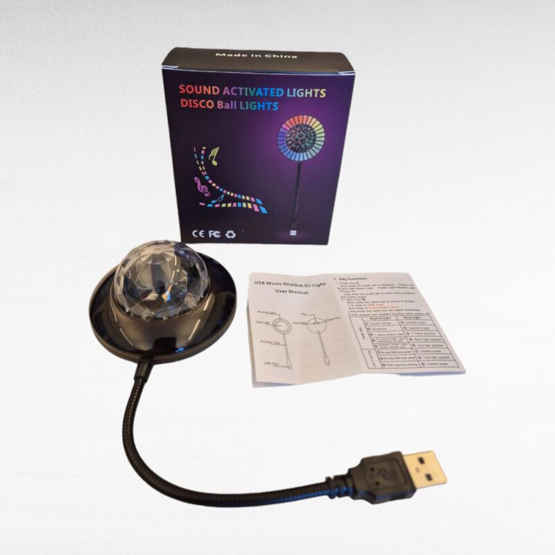 Discoboll - Musikstyrd, Roterande LED Discolampa med USB
