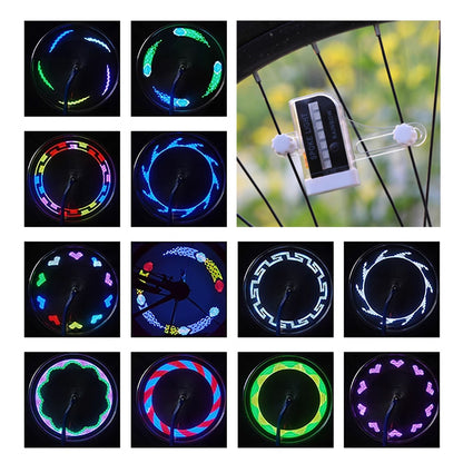 LED cykelljus på hjulets ekrar - Växlar mellan 30 olika färgmönster, 14 LEDs