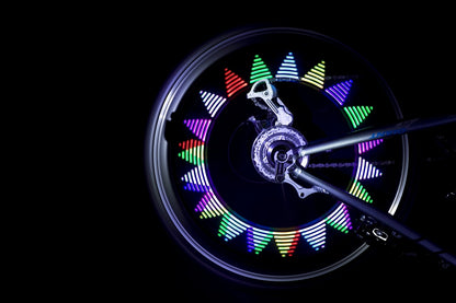 LED cykelljus på hjulets ekrar - Växlar mellan 30 olika färgmönster, 14 LEDs
