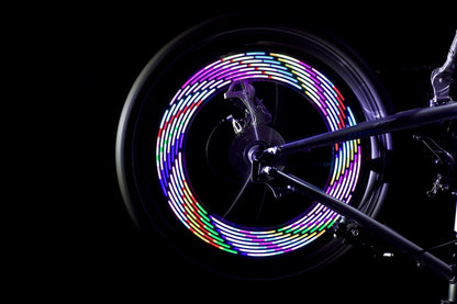 LED cykelljus på hjulets ekrar - Växlar mellan 30 olika färgmönster, 14 LEDs