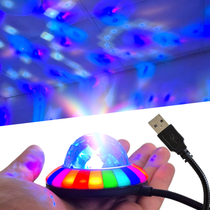 Discoboll - Musikstyrd, Roterande LED Discolampa med USB