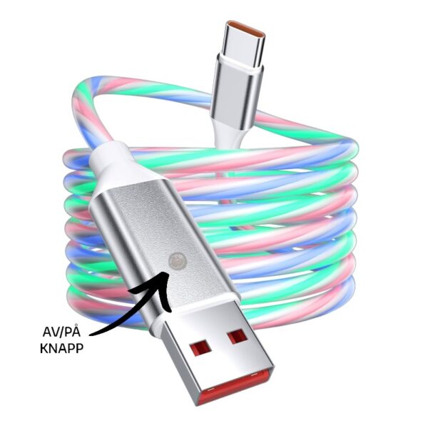 Lysande mobilkabel med knapp